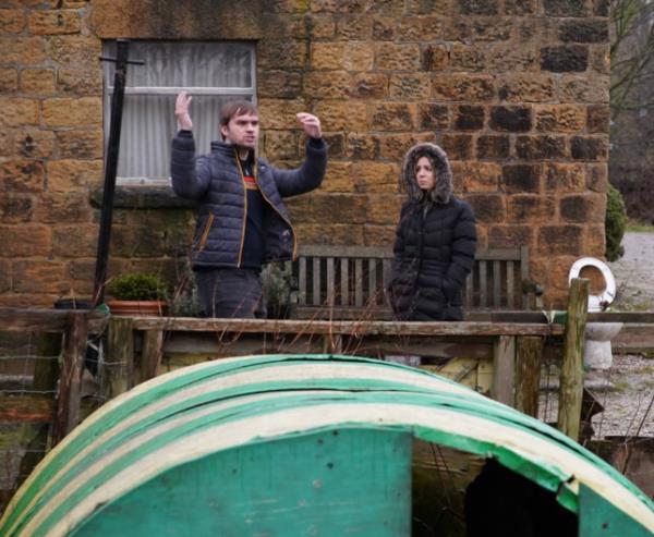 Tom and Belle arguing at Wishing Well in Emmerdale